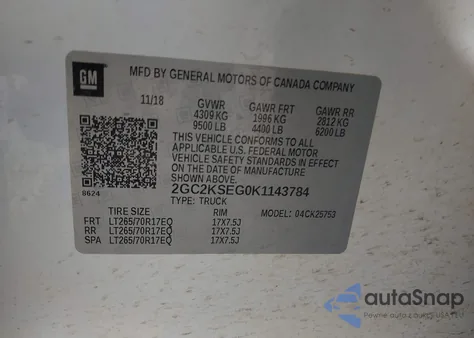 2019 Chevrolet Silverado 2500Hd Lt z USA, uszkodzony, nr VIN 2GC2KSEG0K1143784